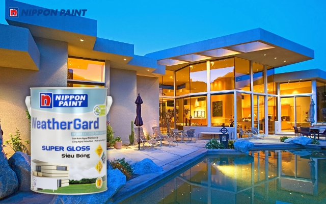 Sơn WeatherGard Siêu Bóng mang lại bề mặt tường bóng mịn, chống thấm vượt trội