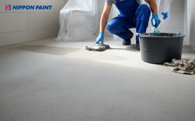 Vệ sinh bề mặt sàn nhà vệ sinh