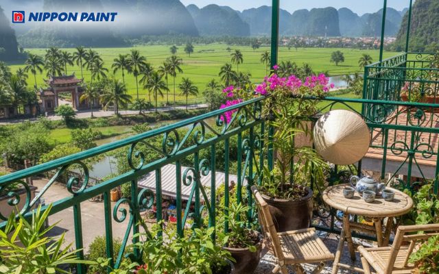 Lan can xanh lá mang lại cảm giác tươi mát và gần gũi với thiên nhiên