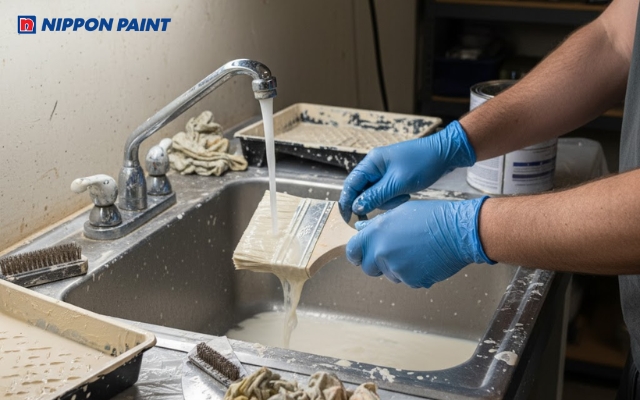 Sau khi sơn xong hãy vệ sinh dụng cụ ngay sau khi sử dụng để không làm hỏng công cụ 