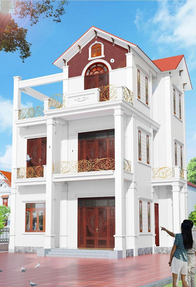 Mẫu 10: Toàn bộ ngoại thất phủ sắc White BS 9102 thanh tao, giúp ngôi nhà rạng rỡ và cuốn hút hơn