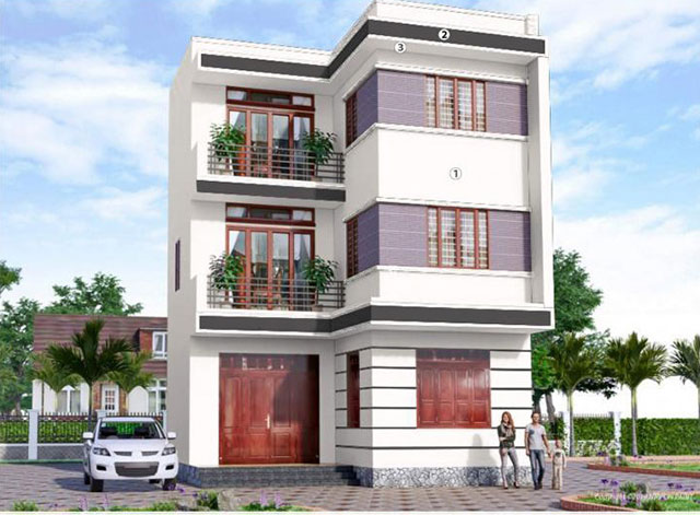 Mẫu 6: Sơn trắng sứ Sugar White OW039 làm nền giúp tôn bật các gam màu khác của ngôi nhà