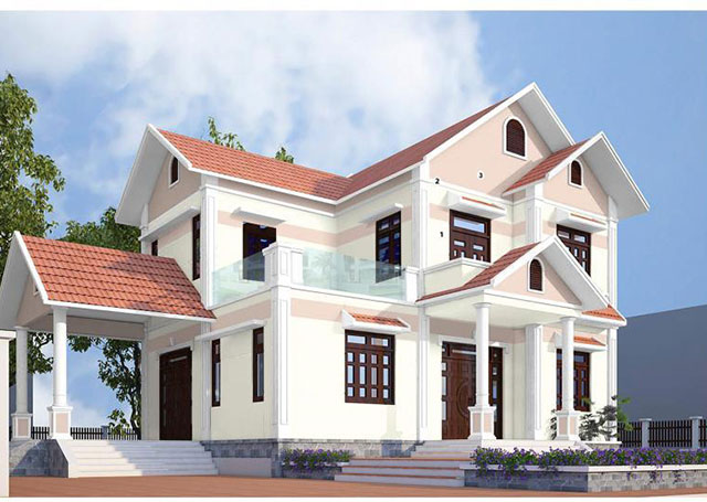 Mẫu 7: Biệt thự phối hai gam Sugar White OW039 và White BS 9102 tạo vẻ đẹp trang nhã, thanh lịch