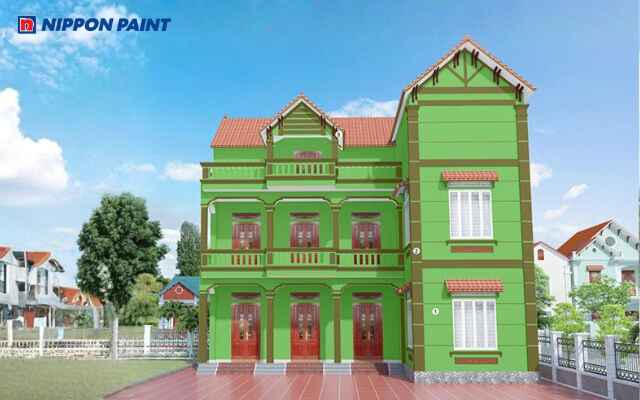 Easter Green 45B-3D phối Florida Palm 50A-1A làm điểm nhấn sinh động, gần gũi thiên nhiên