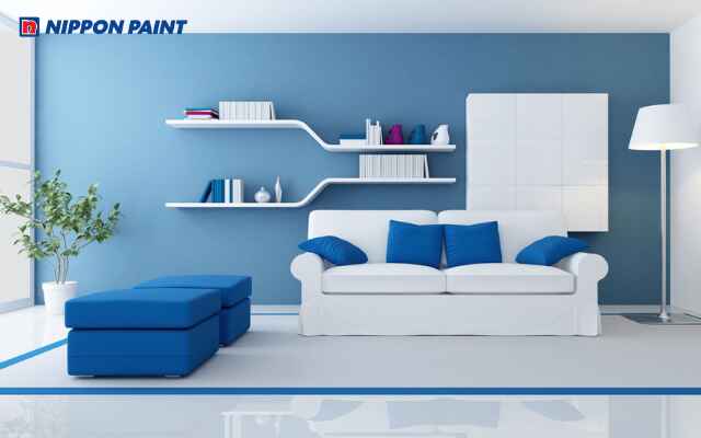 Sơn nội thất màu xanh da trời tươi mát và trẻ trung.