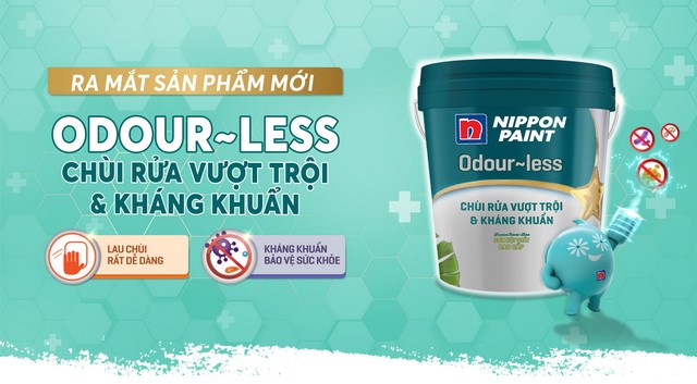 Sơn nội thất Odour-less Chùi Rửa Vượt Trội & Kháng Khuẩn giúp chăm sóc ngôi nhà đẹp và bảo vệ sức khỏe gia đình