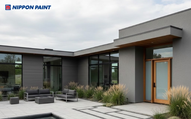 Gam xám giúp không gian nhà chữ L trở nên gọn gàng, sang trọng và dễ phối nội thất