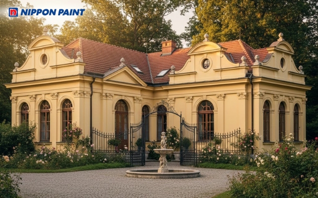 Gam vàng giúp nhà chữ L nổi bật, thể hiện gu thẩm mỹ mạnh mẽ và ấm cúng