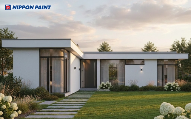 Sơn trắng cho nhà chữ L giúp không gian sáng hơn, gọn gàng