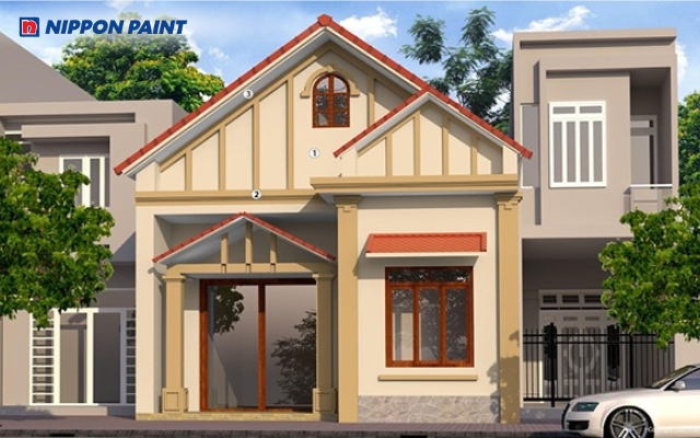 Mẫu 19: Vẻ đẹp tươi sáng của căn nhà sơn màu White BS 9102 làm chủ đạo và màu Cocoa Bean 24C-3D làm điểm nhấn