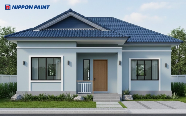 Mẫu 16: Mái Thái xanh đậm tạo vẻ thanh lịch, nhã nhặn cho ngôi nhà