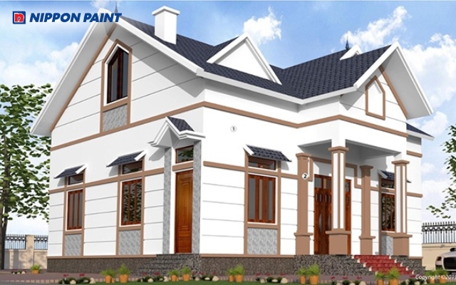 Mẫu 20: Nhà cấp 4 trở nên bình dị và thanh thoát với Adriatic Haze 75A-3P phối Gray Tweed 78C-3D