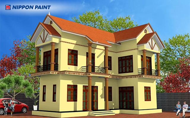 Gam màu vàng nâu trên tường giúp tăng cảm giác thân thiện và gần gũi