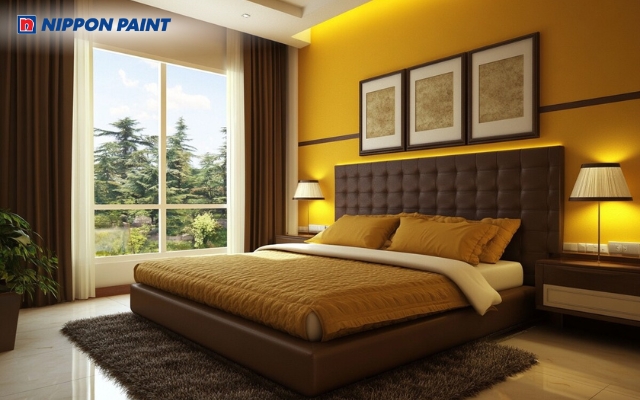 Phòng ngủ vàng nâu mang đến sự thư giãn và giấc ngủ sâu hơn