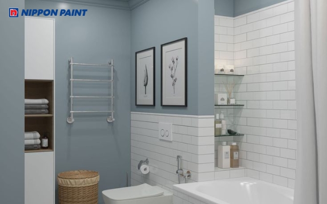 Gam màu xám xanh kết hợp trắng tạo nên vẻ đẹp trang nhã, hài hòa