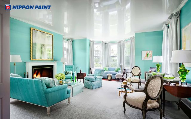 Sơn nhà màu xanh ngọc bích giúp giải tỏa áp lực và thúc đẩy khả năng tập trung suy nghĩ