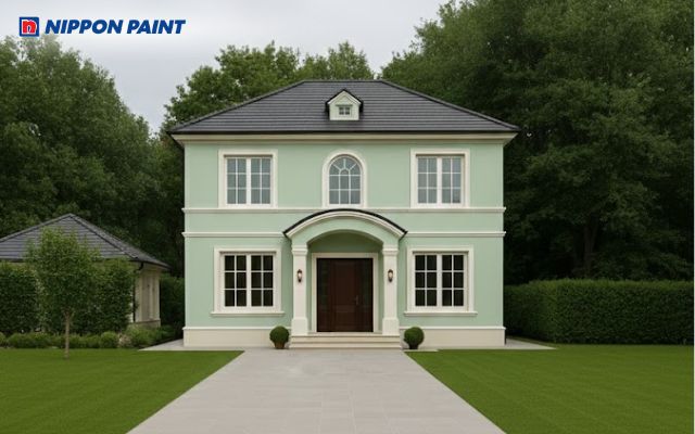 Sơn nhà màu xanh ngọc bích giúp thể hiện phong cách sống sang trọng và hiện đại