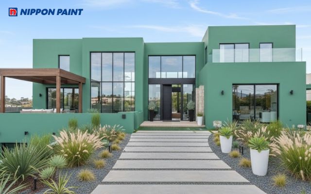 Gam xanh ngọc bích mang lại vẻ đẹp thanh lịch, giúp biệt thự sang trọng và đẳng cấp hơn