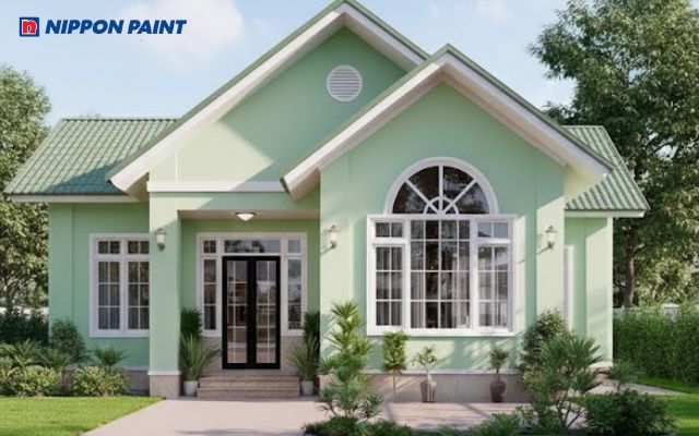 Màu xanh ngọc bích giúp biệt thự giữ được vẻ đẹp tinh tế, hiện đại