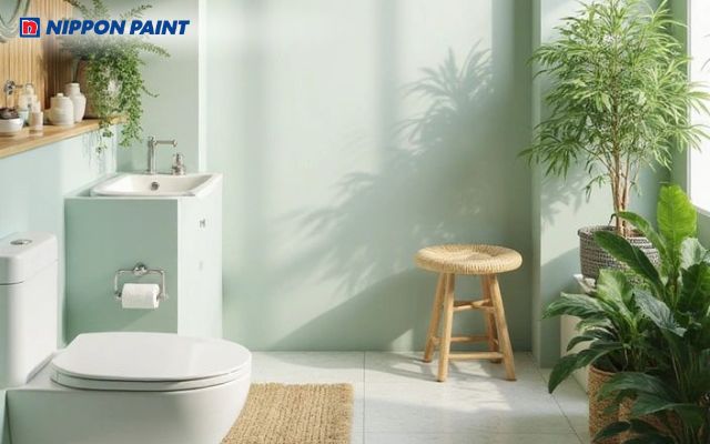 Màu xanh ngọc bích giúp phòng tắm trông sạch sẽ và tinh tế hơn