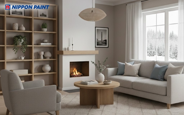 Tông màu trung tính ấm, phù hợp nhà thiếu sáng