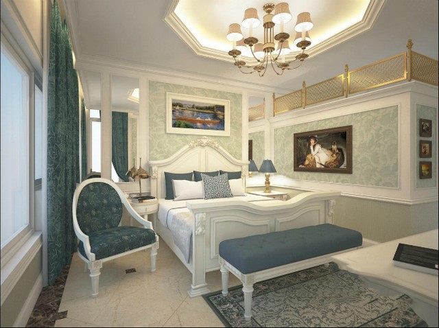 mẫu sơn phòng ngủ phong cách santorini