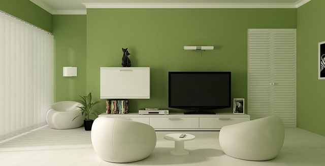 Ý tưởng thiết kế phòng khách sơn màu xanh lá pastel (Màu Cape Green 44B-3D)
