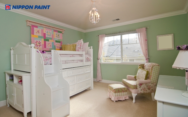 Mẫu phòng ngủ tông màu xanh lá nhẹ nhàng