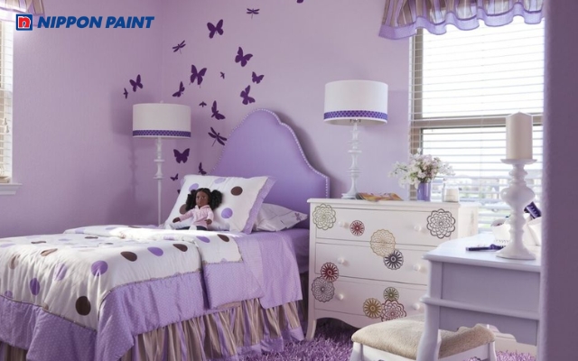 Phòng ngủ tông màu tím pastel nhẹ nhàng