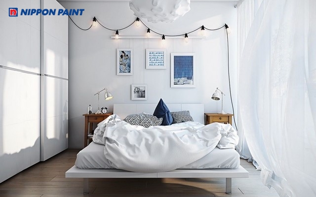 Mẫu phòng ngủ gam màu trắng sữa