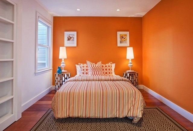 Ý tưởng thiết kế phòng ngủ với gam màu cam đậm nổi bật (Mã màu Jack-O-Lantern 19A-1A)