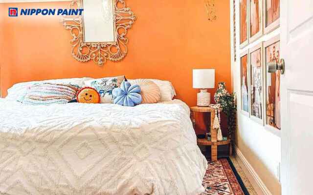 Mẫu phòng ngủ màu cam pastel thanh lịch mang đến sự thư giãn tối đa