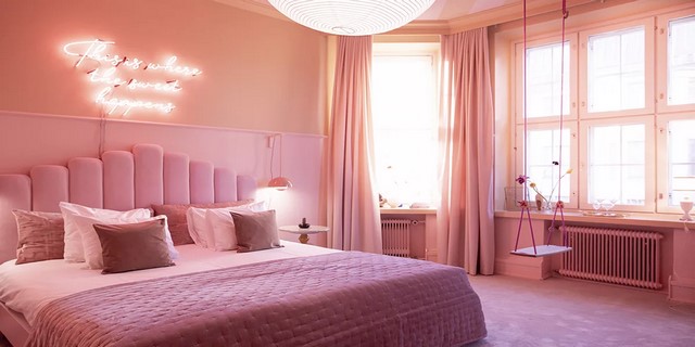 Ý tưởng thiết kế phòng ngủ màu hồng đào