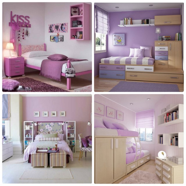 Phòng ngủ sơn màu tím pastel