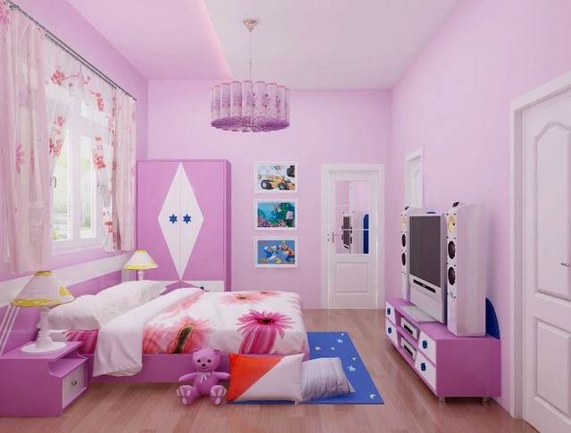 Phòng ngủ sơn màu tím hồng