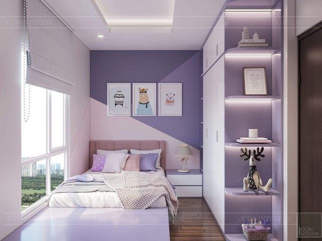 Ý tưởng thiết kế phòng ngủ sơn màu tím