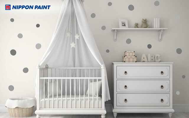 Họa tiết chấm bi xám trang nhã, tươi sáng (Mã màu Ermine White 13A-2P)