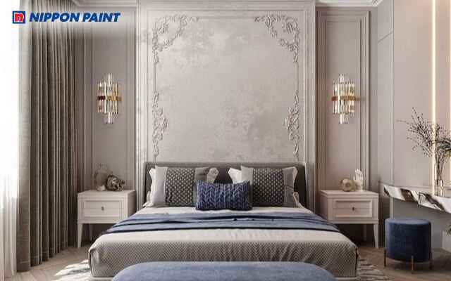 Phòng ngủ màu xám theo phong cách cổ điển cho vợ chồng (Mã màu Your Shadow 26A-3P)