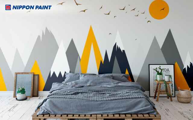 Sơn xám kết hợp với các hình vẽ dễ thương cho căn phòng của bé (Mã màu Silver Spur 78C-2T)