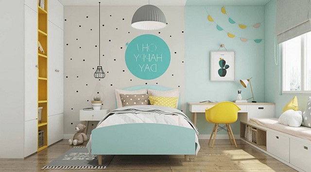 Phòng ngủ sơn màu xanh ngọc bích
