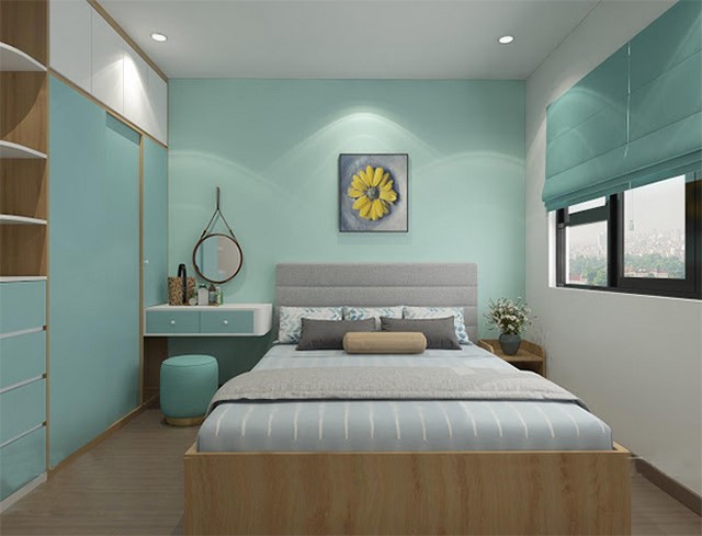 Phòng ngủ sơn màu xanh lá đẹp
