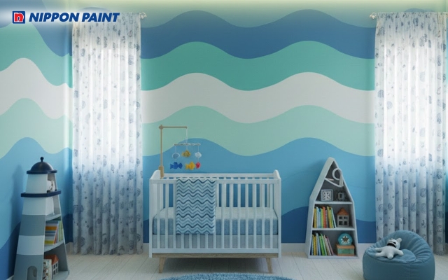 Trang trí nhà bằng sơn tường với hiệu ứng sóng màu phóng khoáng