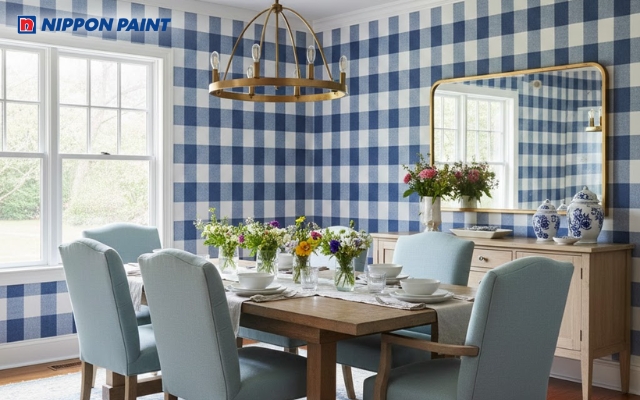 Ứng dụng họa tiết Gingham trong trang trí nhà ở mang đến cảm giác mới mẻ, trẻ trung