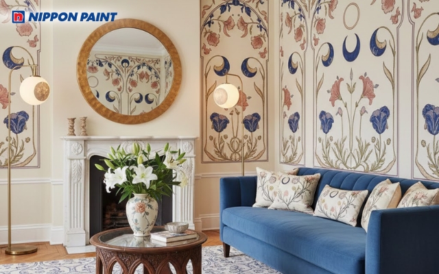 Sơn hoa văn trên tường bắt mắt