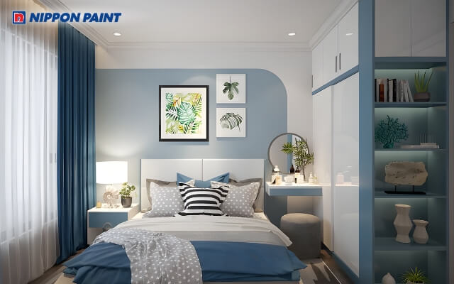 Phòng ngủ xanh dương nhẹ, tạo bình an và thư thái