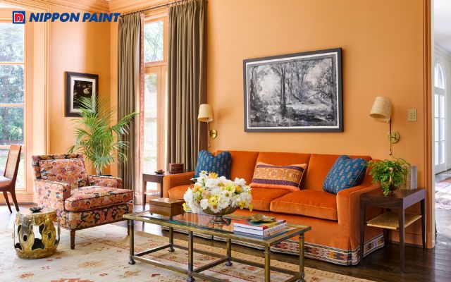 Phối vàng be với cam nhạt làm điểm nhấn