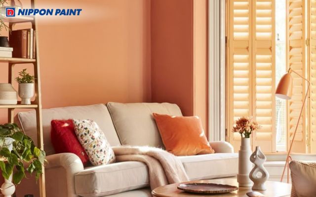 Nhà sơn phối cam be với trắng ngà