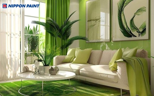 Hòa mình với thiên nhiên với không gian sắc xanh lá