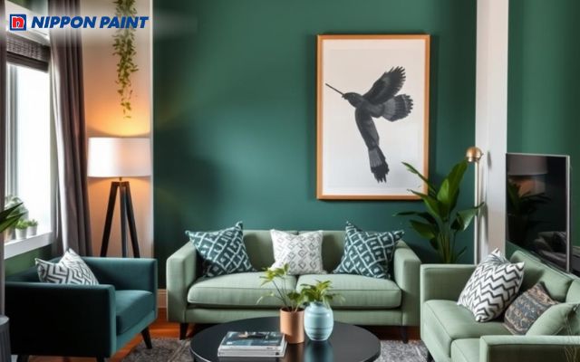 Không gian kết hợp các sắc xanh lam độc đáo