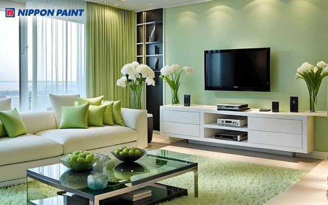 Không gian hiện đại, sang trọng với tông màu xanh lá nổi bật